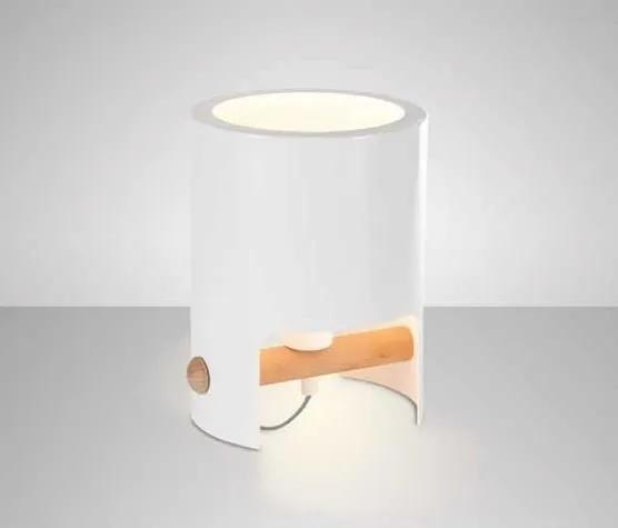 CUBE | dizajnová biela stolná lampa s drevom Rozmer: 19 cm
