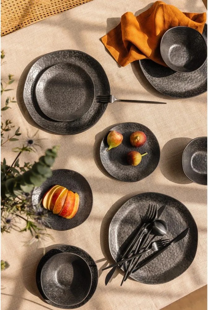 Kameninová jedálenská súprava 18 ks pre 6 osôb Dark Moon – Bonami Selection