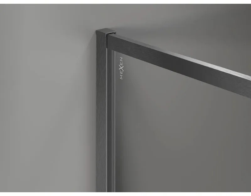 Mexen Kioto-F, sprchová zástena s rámom 100 x 202 cm, 8 mm číre sklo, grafitový profil, 800-100-104-66-00