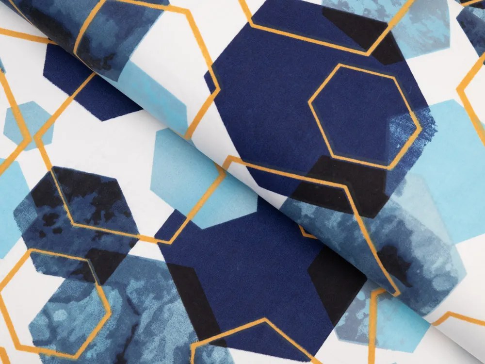 Biante Bavlnená obliečka na vankúš Sandra SA-574 Modré hexagóny na bielom 40 x 60 cm