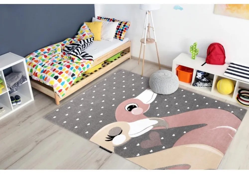 Detský kusový koberec Plameniak sivý 180x270cm