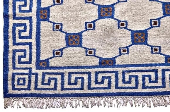 Diamond Carpets koberce Ručne viazaný kusový koberec Geo DESP P82 Silver Blue - 80x150 cm