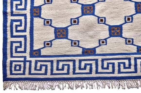 Ručne viazaný kusový koberec Geo DESP P82 Silver Blue, 80x150, modrá, chodba / predsieň, Diamond Carpets India