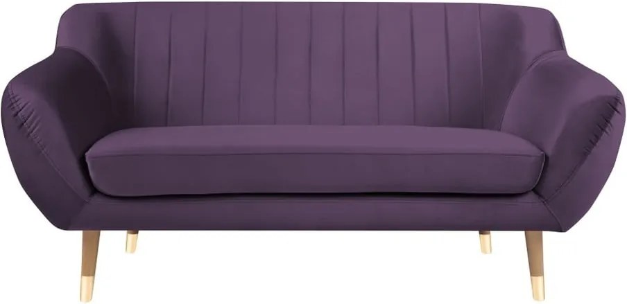 Fialová zamatová pohovka Mazzini Sofas Benito, 158 cm