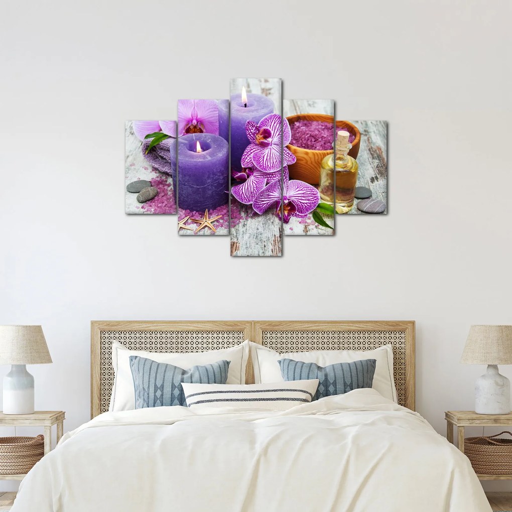 Obraz orchideí a sviečok (150x105 cm)