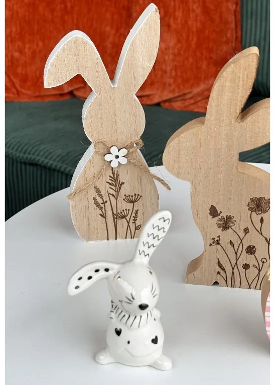 Veľkonočný drevený zajac FLORAL RABBIT 20 cm