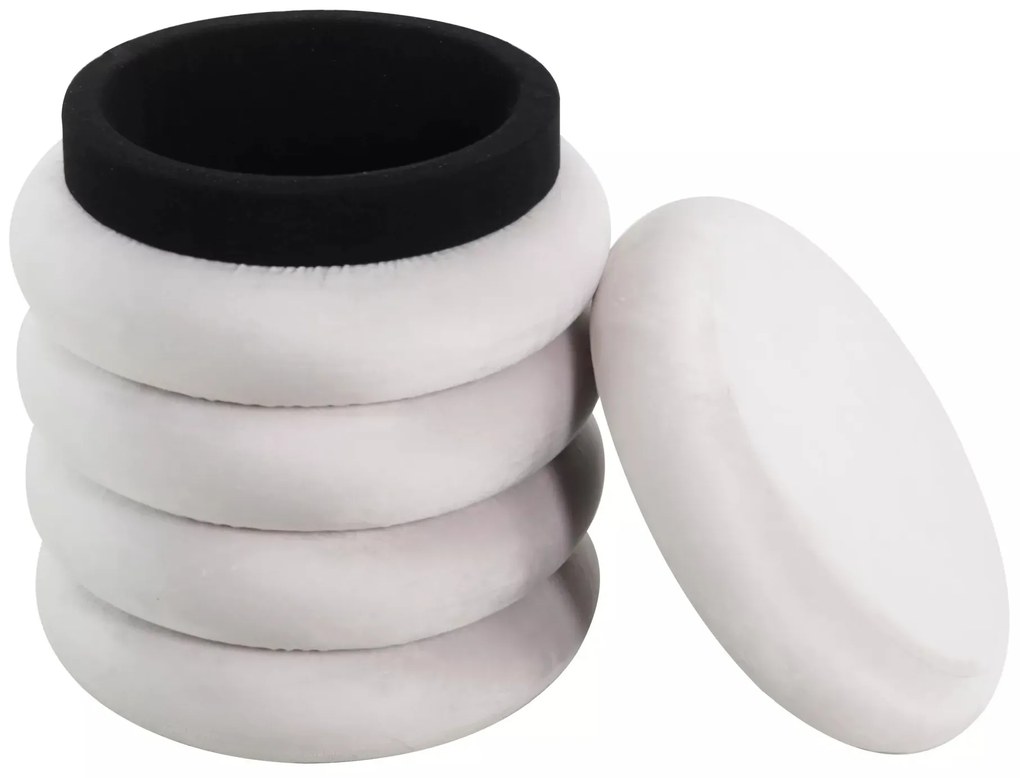 Taburet Calvi Velvet s úložným prostorem světle béžový