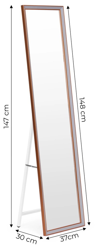 Veľké stojace zrkadlo 148 cm s hliníkovým rámom, rozťahovacie, ModernHome