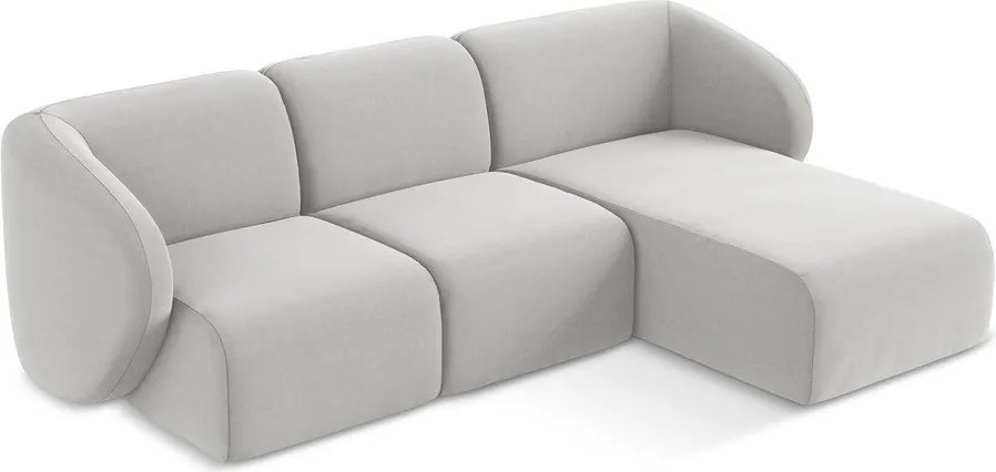 Svetlosivá zamatová rohová pohovka (pravý roh/s leňoškou) Lani – Makamii