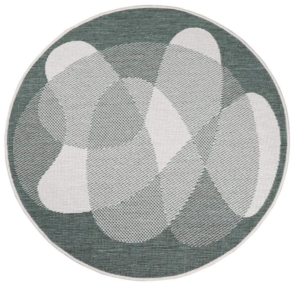 Dekorstudio Obojstranný okrúhly koberec na terasu DuoRug 5835 - zelený Priemer koberca: 160cm