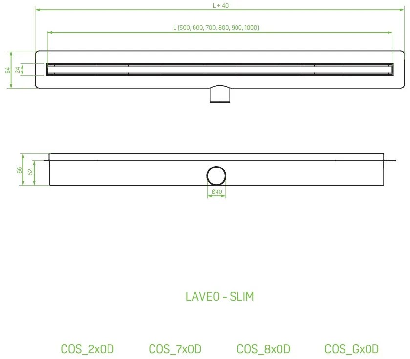 Laveo Slim, sprchový žľab 60cm, zlatá, LAV-COS_G60D