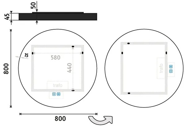 NIMCO ZPC 31002RVX-90 - LED Kúpeľňové podsvietené zrkadlo 3000-6500K 80 cm IP44