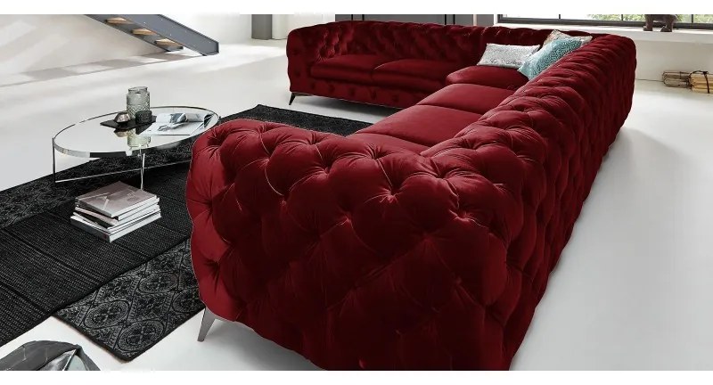 ROHOVÁ SEDAČKA CHESTERFIELD LARISSA PRAVÁ - ĽAVÁ GLOSS VELVET 1206 ZAMATOVÁ LÁTKA 323 X 264 cm