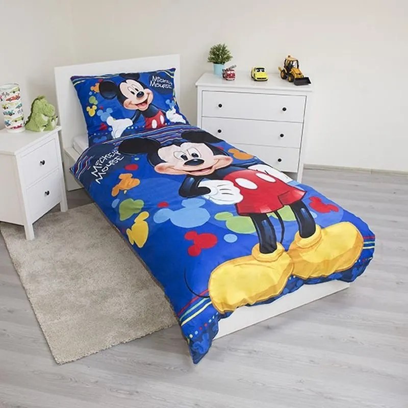 JERRY FABRICS Obliečky Mickey blue 03 Polyester 140/200, 70/90 cm