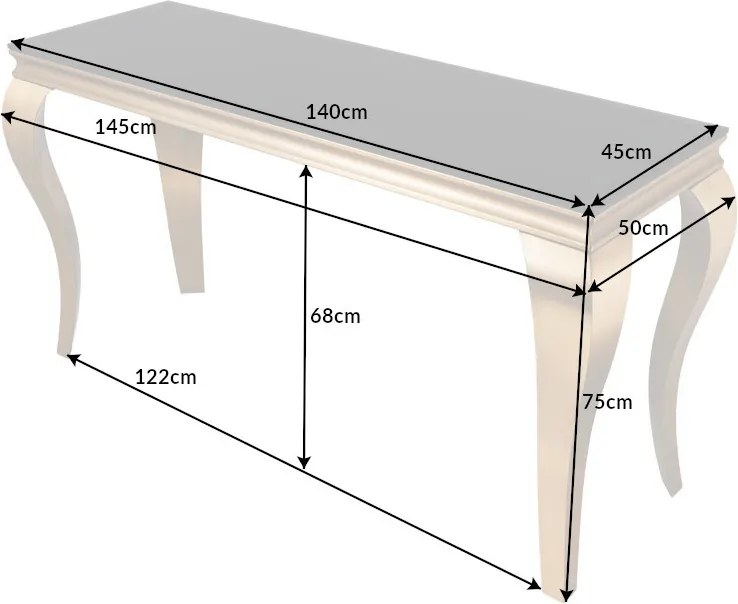 Dizajnová konzola Rococo 140 cm čierna / zlatá