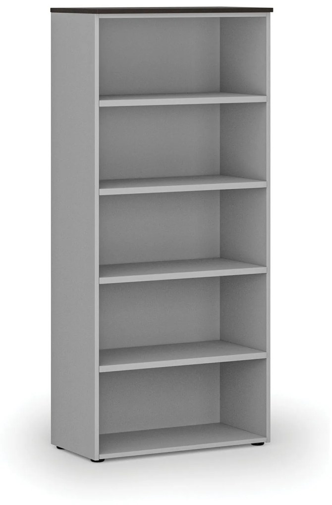 Kancelársky regál PRIMO GRAY, 1781 x 800 x 420 mm, sivá/wenge