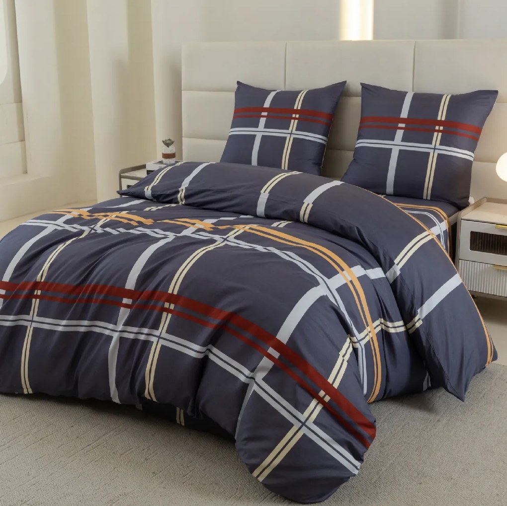 Obliečky z mikrovlákna TARTAN tmavomodré Rozmer obliečky: 2 ks 70 x 80 cm | 160 x 200 cm