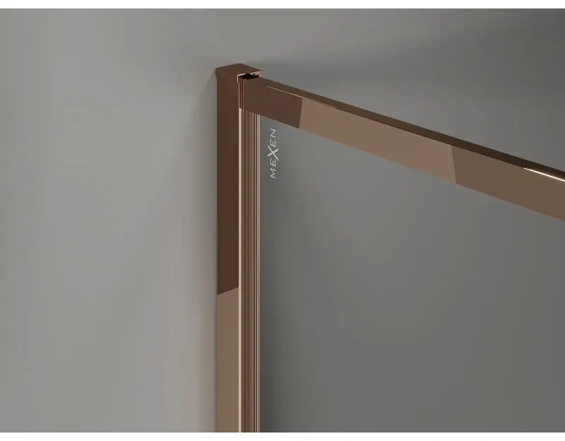 Mexen Kioto-F, sprchová zástena s rámom 130 x 202 cm, 8 mm číre sklo, profil ružové zlato, 800-130-104-60-00