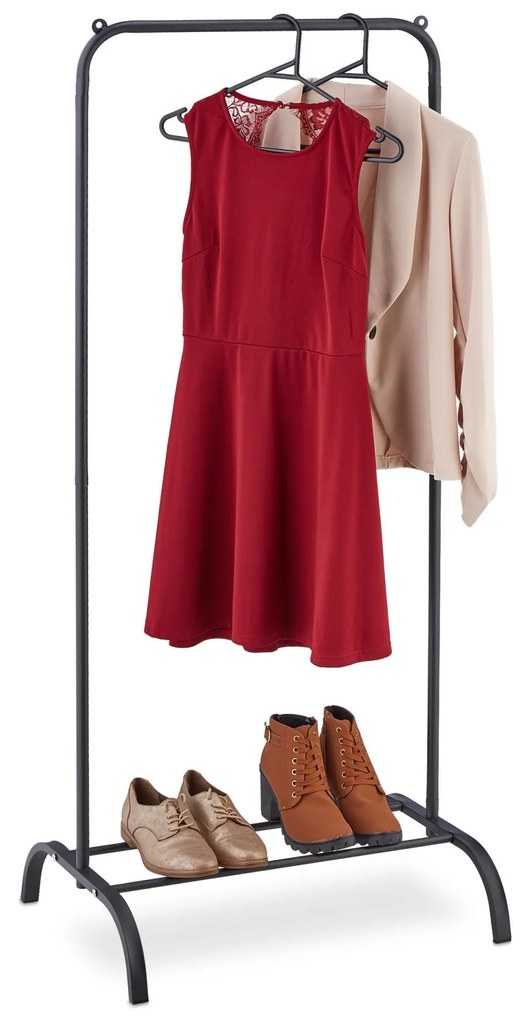 Kovový stojan na oblečenie s policou RD9964 čierna