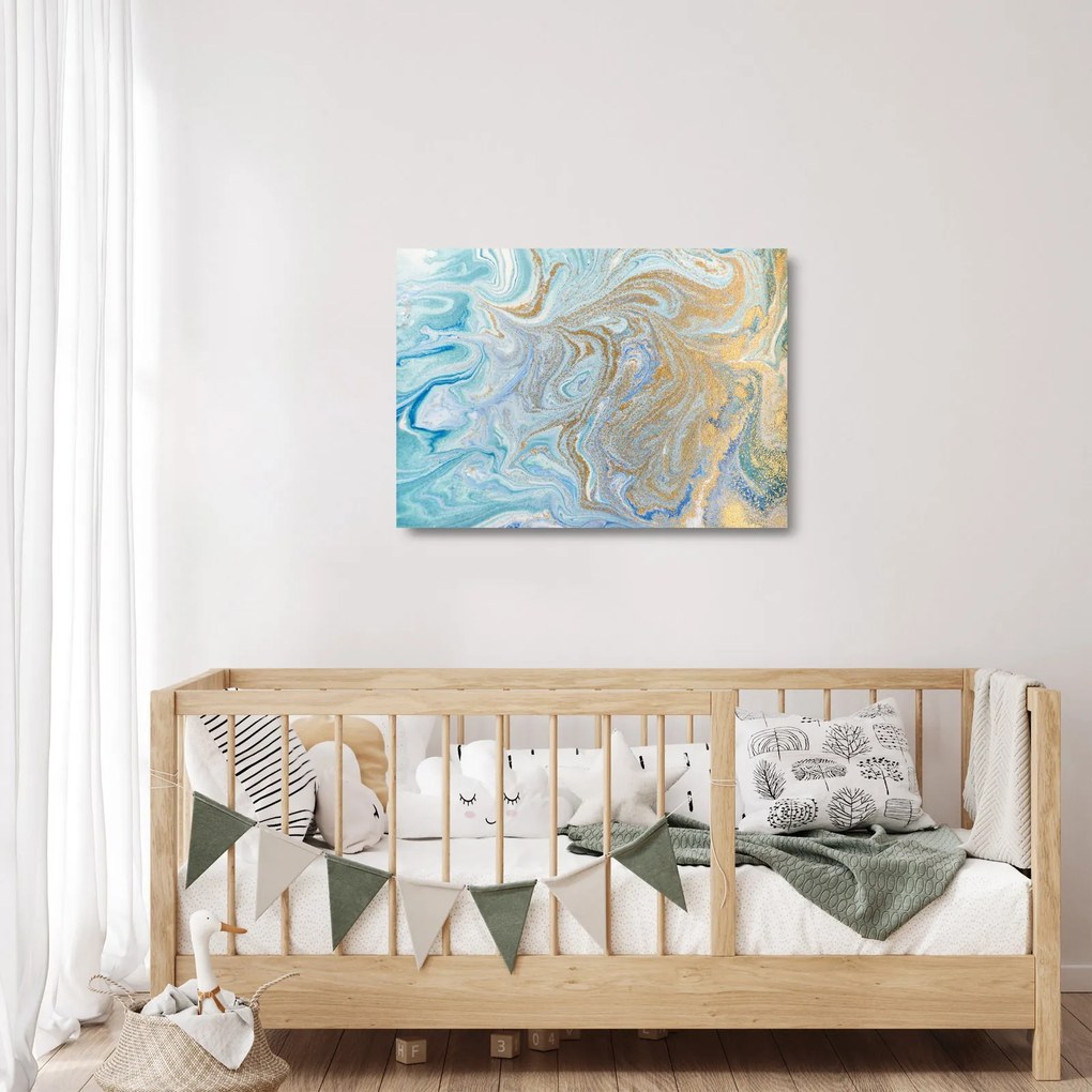 Sklenený obraz - Modrý mramor (70x50 cm)