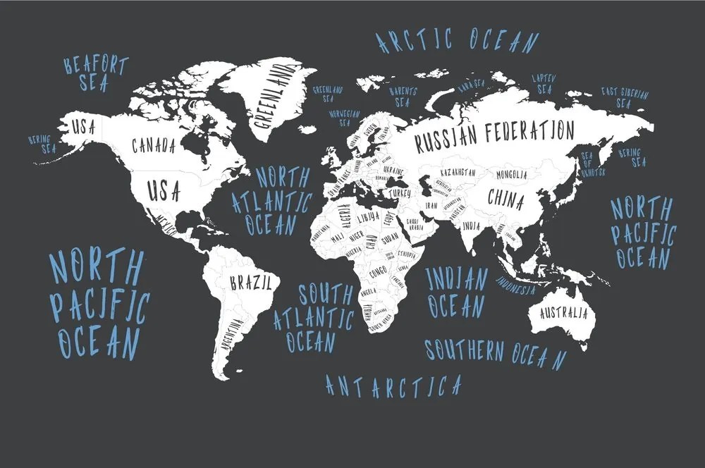 Tapeta mapa sveta v modernom prevedení - 150x100