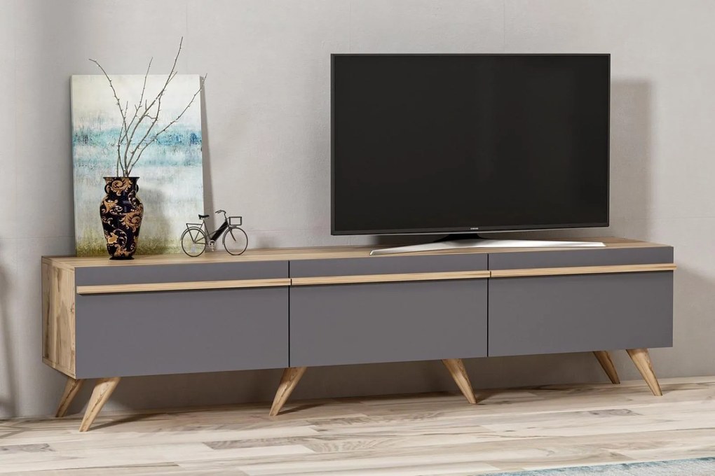 Dizajnový TV stolík AMSTERDAM 180 cm, MDF, antracit