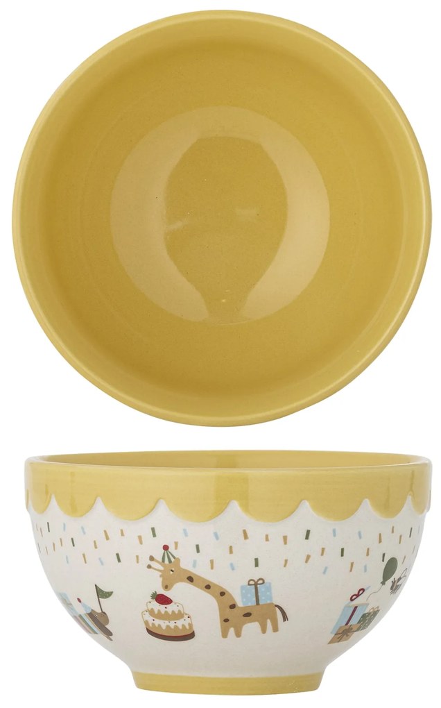 Bloomingville Celebrate Mini detská miska z kameniny žltá krémová 13,5 cm