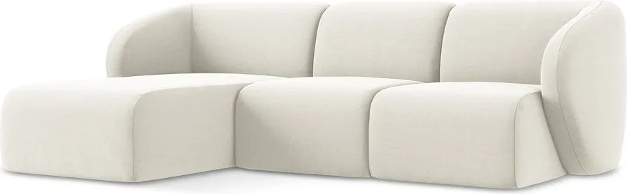 Béžová zamatová rohová pohovka (ľavý roh/s leňoškou) Lani – Makamii