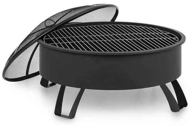 Blumfeldt Oreos, 2 v 1 nádoba na oheň a gril, Ø 75 cm ochrana pred iskrami, Ø 68 cm gril, oceľ, čierna
