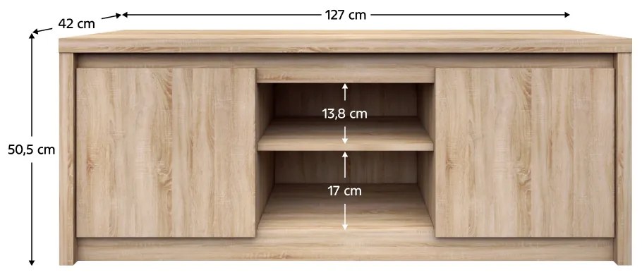 Tempo Kondela RTV stolík 2D, dub sonoma, NORTY TYP 16
