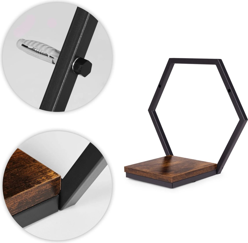 Nástěnný stojan na květiny MELODY 30,5x35 cm hnědý/černý