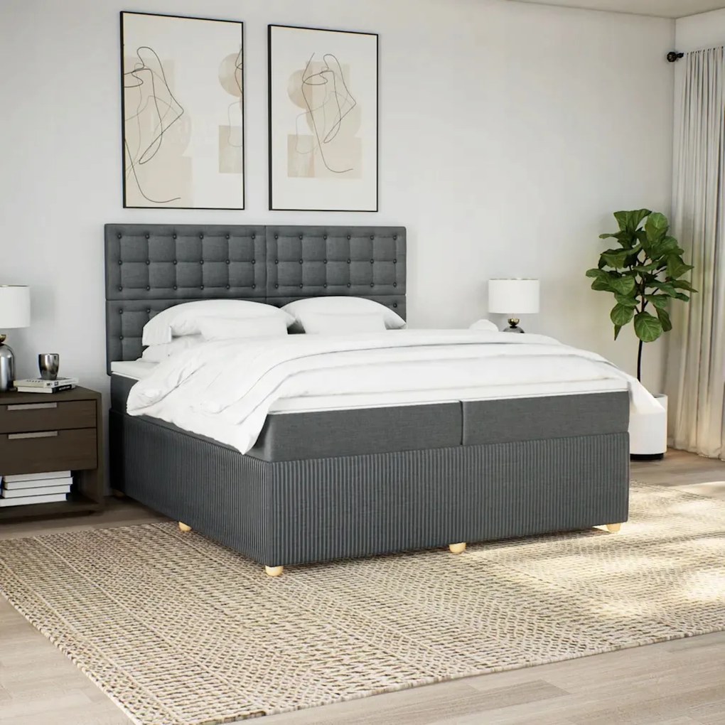 vidaXL Boxspring posteľ s matracom tmavosivá 200x200 cm látka