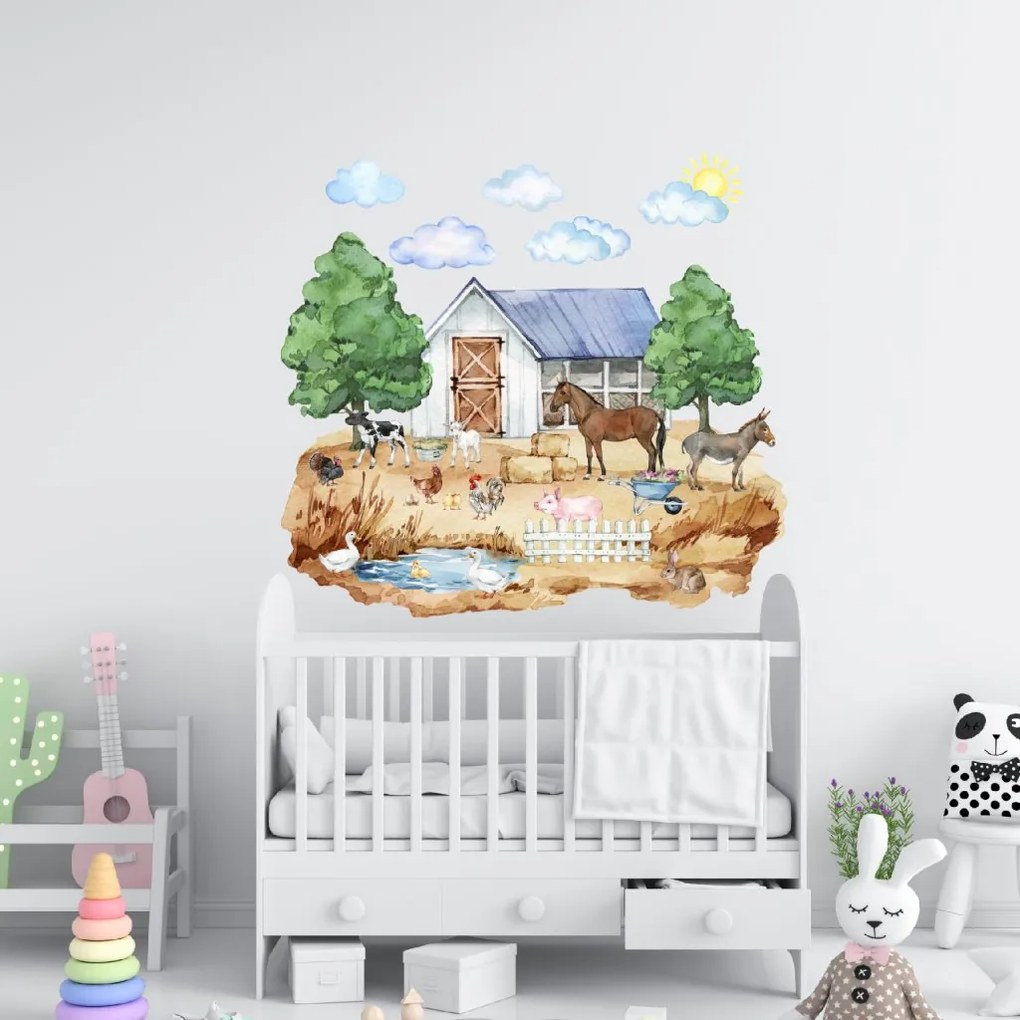 PIPPER. Textilná nálepka na stenu "Farma" Veľkosť: 120x110 cm