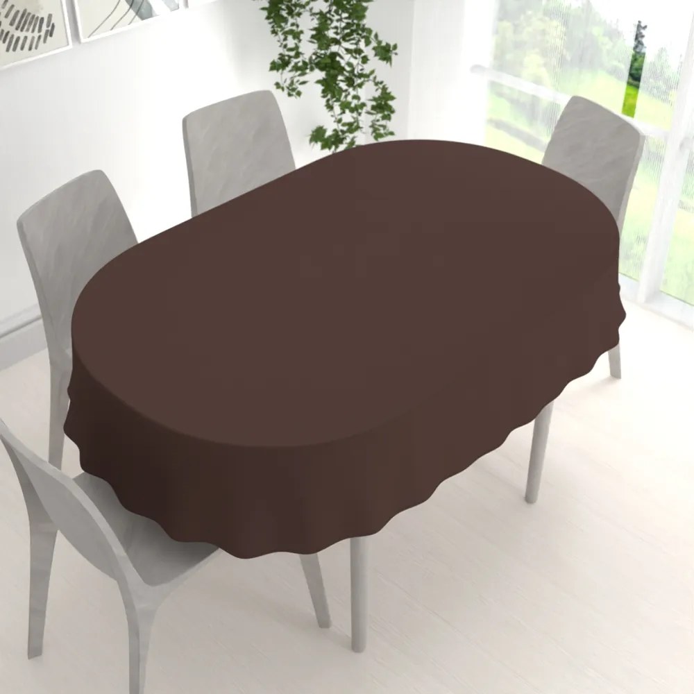 Biante Dekoračný oválny obrus Rongo RG-015 Tmavo hnedý 120x140 cm