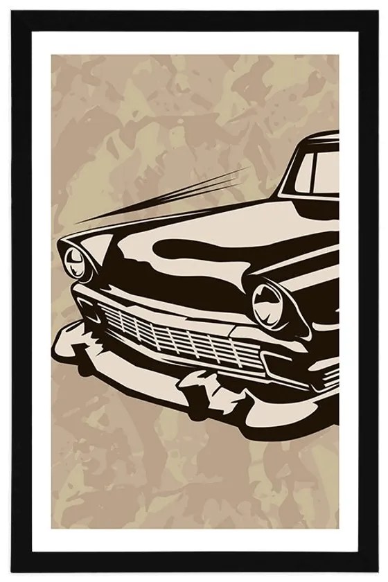 Plagát s paspartou retro veterán - 60x90 silver