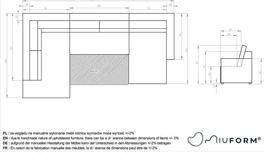 Béžová menčestrová rozkladacia rohová pohovka (ľavý roh/do tvaru "U") Brave Dave – Miuform