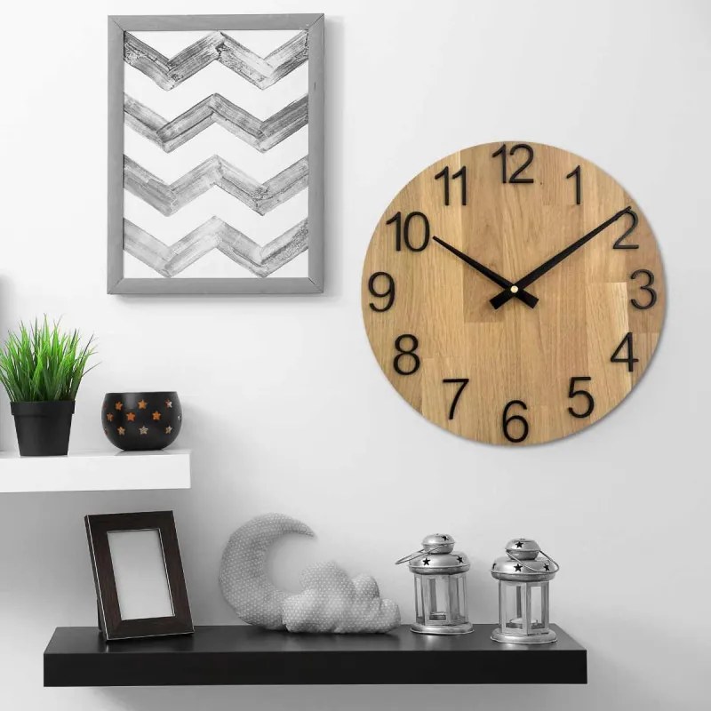 Dubové hodiny na stenu s arabskými číslicami I SENTOP MAS016-OSMO-3041-heads/black