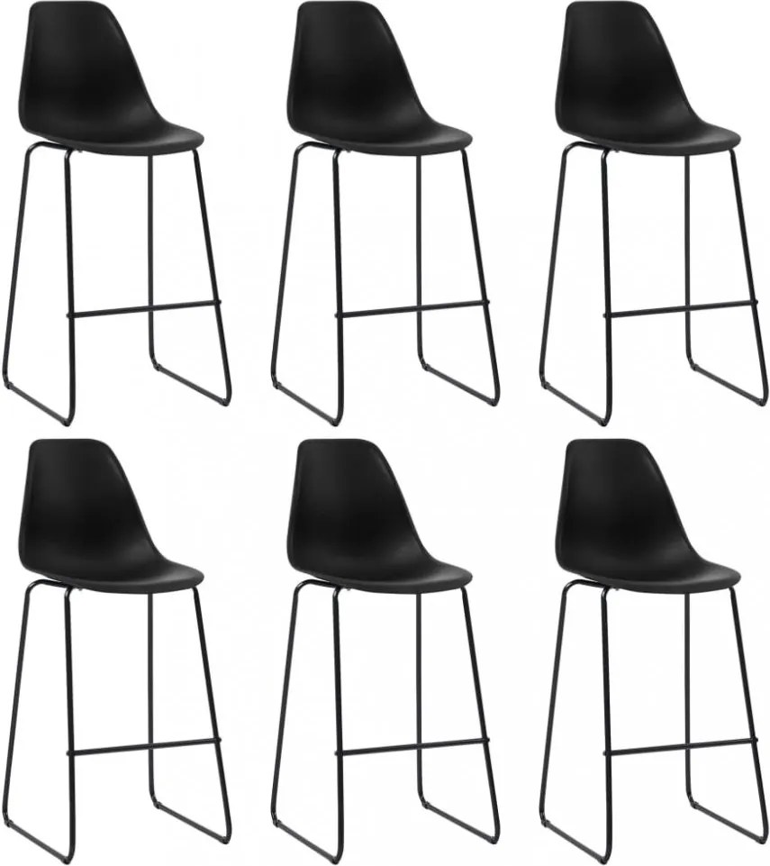 Barové stoličky 6ks plast / kov Dekorhome Čierna