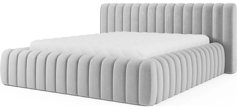 Svetlosivá čalúnená dvojlôžková posteľ s úložným priestorom s roštom 180x200 cm Carilla – ELTAP