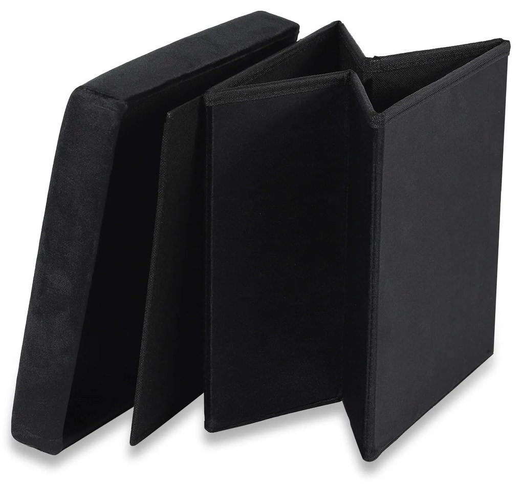 Čierny skladací taburet CUBEXO VELVET M