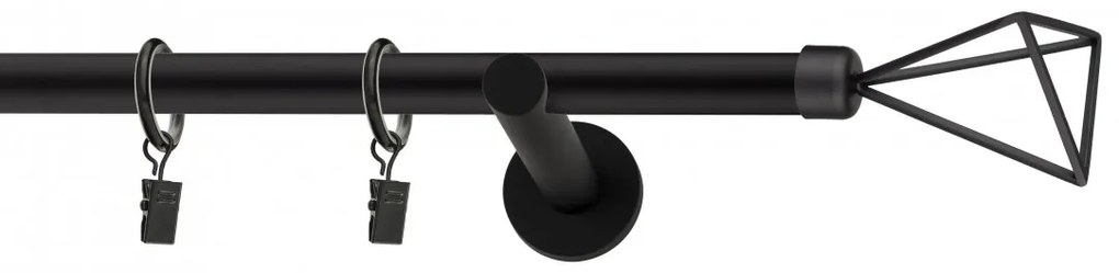 Dekorstudio Garniža jednoradová SPACE čierna matná 19mm Dĺžka: 260cm, Typ uchytenia: Držiak modern, Typ príslušenstva: Krúžky tiché so štipcami
