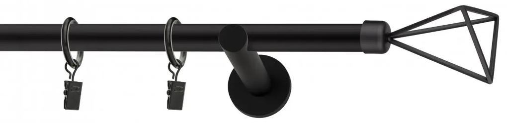 Dekorstudio Garniža jednoradová SPACE čierna matná 19mm Dĺžka: 320cm, Typ uchytenia: Držiak modern, Typ príslušenstva: Krúžky tiché so štipcami