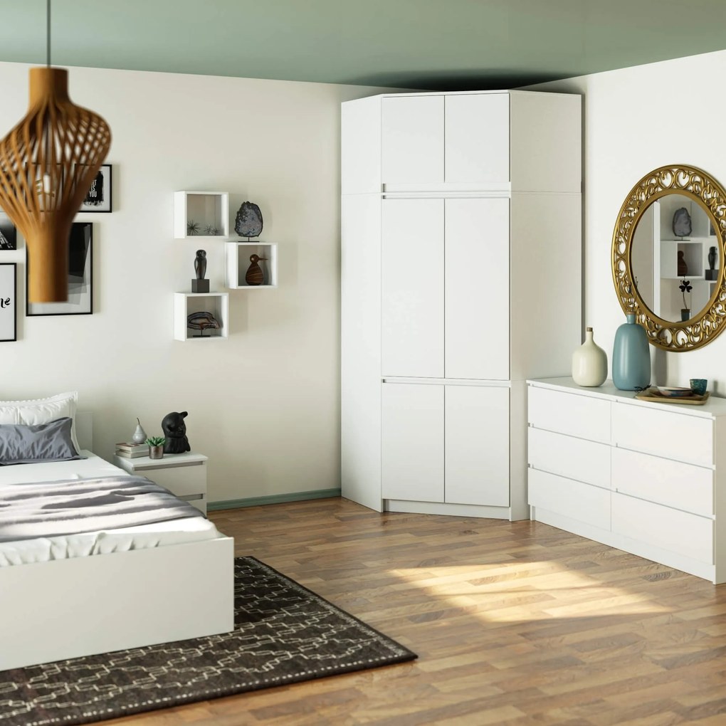 Nadstavec na rohovú šatníkovú skriňu CLP 100 cm biely