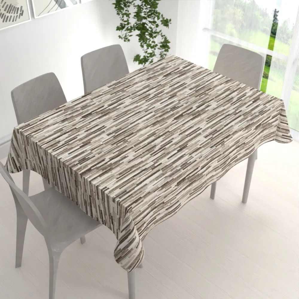 Biante Dekoračný obdĺžnikový obrus Leona LN-176 Hnedo-béžové pásiky 50x100 cm