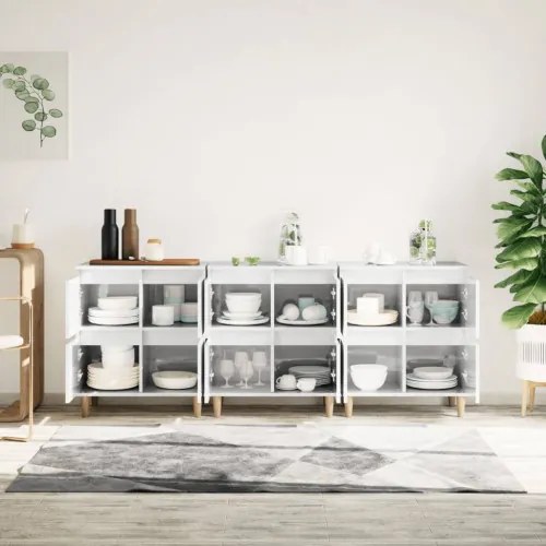 vidaXL Komody 3 ks lesklé biele 60x35x70 cm kompozitné drevo-