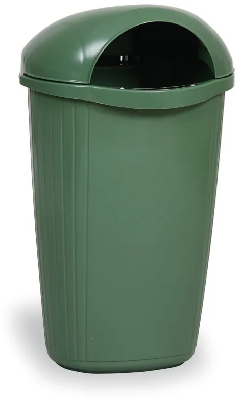 Vonkajší odpadkový kôš na stĺpik DINOVA, 50 l, tmavo zelený
