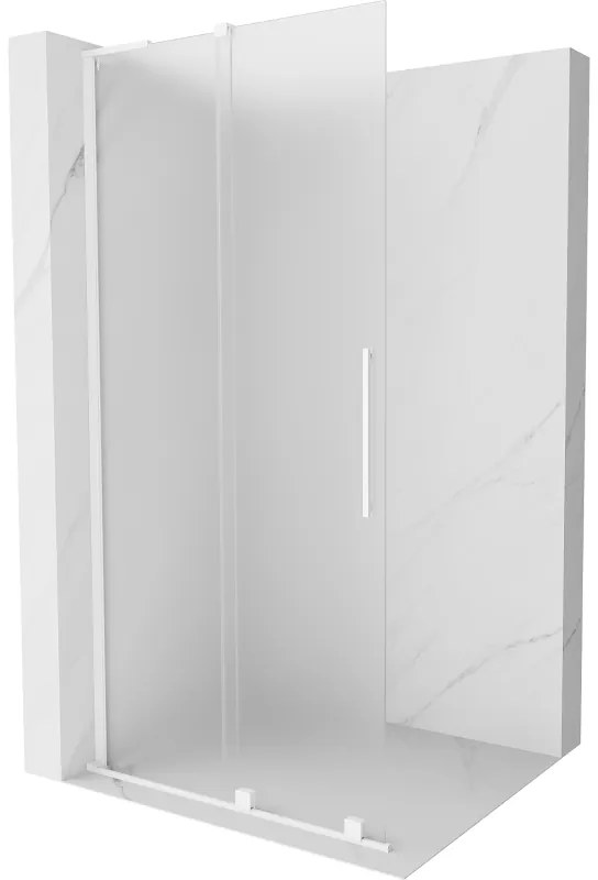 Mexen Velar L, posuvná sprchová zástena Walk-in 100 x 200 cm, 8mm sklo námraza, biela matná, 871-100-003-33-20