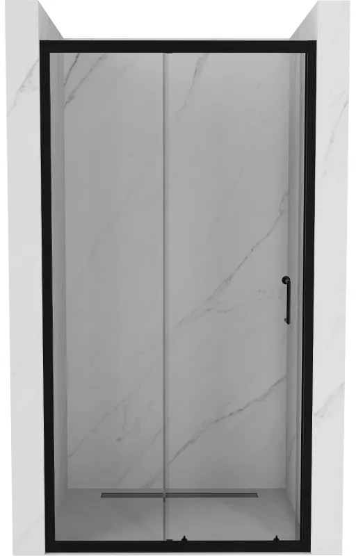 Mexen Apia, posuvné dvere do otvoru 125 x 190 cm, 6mm číre sklo, čierny profil, 845-125-000-70-00