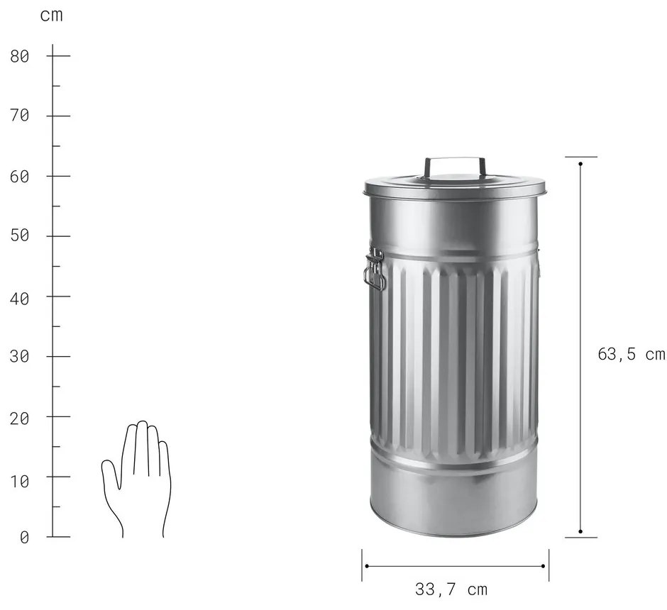 Butlers ZINC Odpadkový kôš "smetiak" 40 l