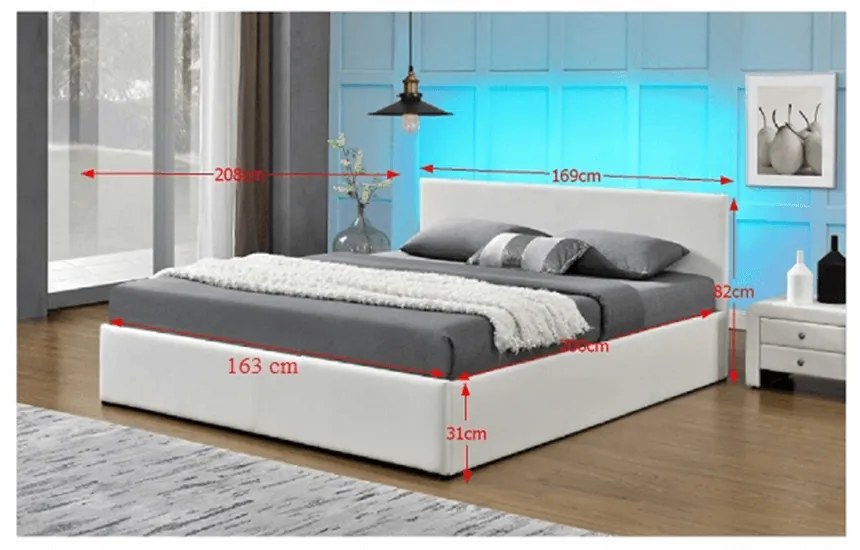 Manželská posteľ 160 cm Jora (s roštom, úl. priestorom a LED). Vlastná spoľahlivá doprava až k Vám domov. 808744